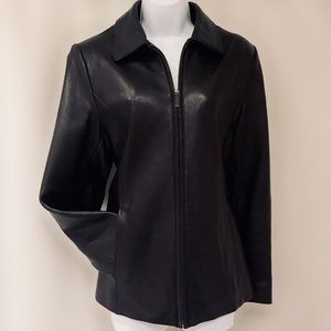 Sleek Black Leather Jacket by Liz Claiborne